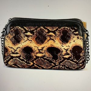 Patricia Nash Black and Brown Snakeskin Crossbody Bag